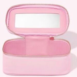 Stoney Clover Lane Vegan Leather Open Top Mirror Pouch in Pink/ Flamingo